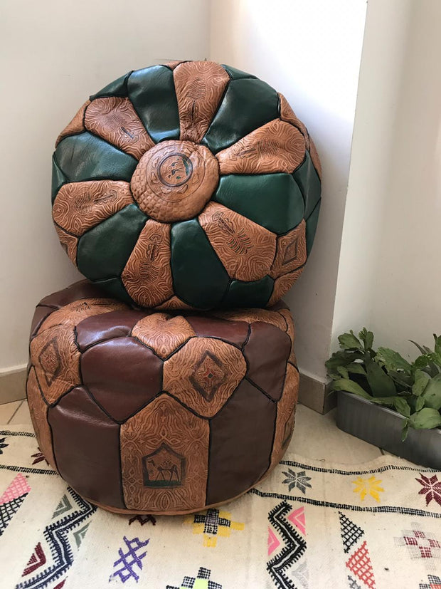 CAMEL LEATHER POUF