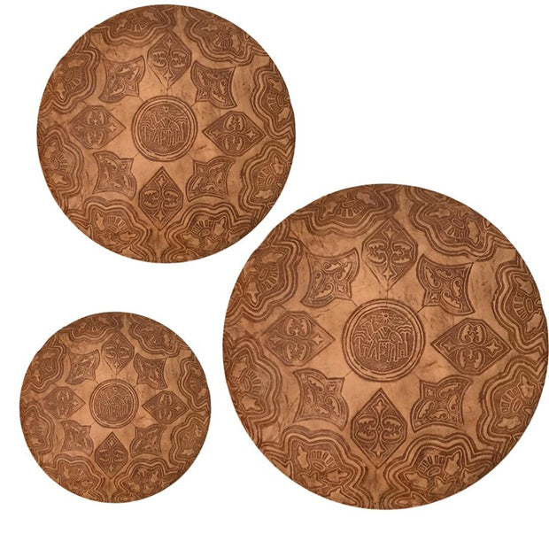 Set of 3 Original Camel Leather poufs
