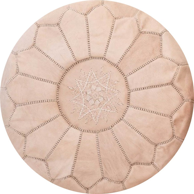 NATURAL TAN LEATHER POUF