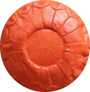 ORANGE  LEATHER POUF