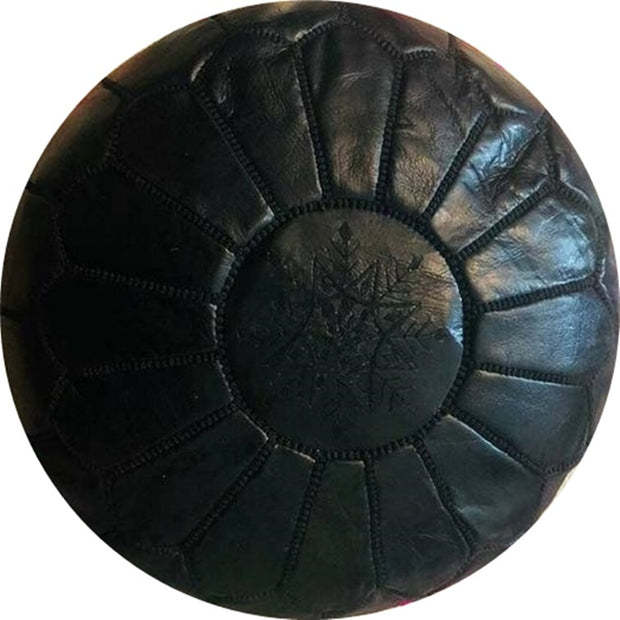 ALL-BLACK  LEATHER POUF