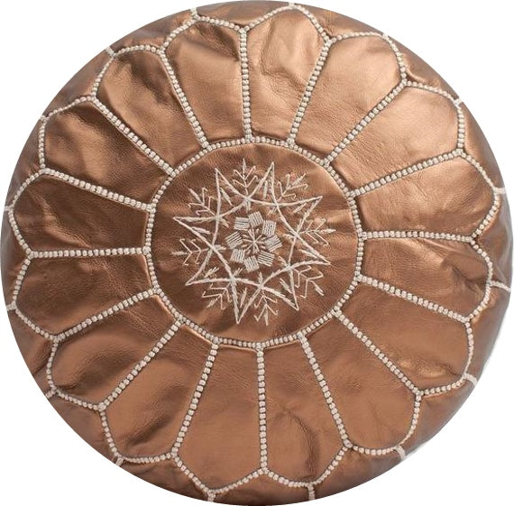 BRONZE FAUX-LEATHER POUF