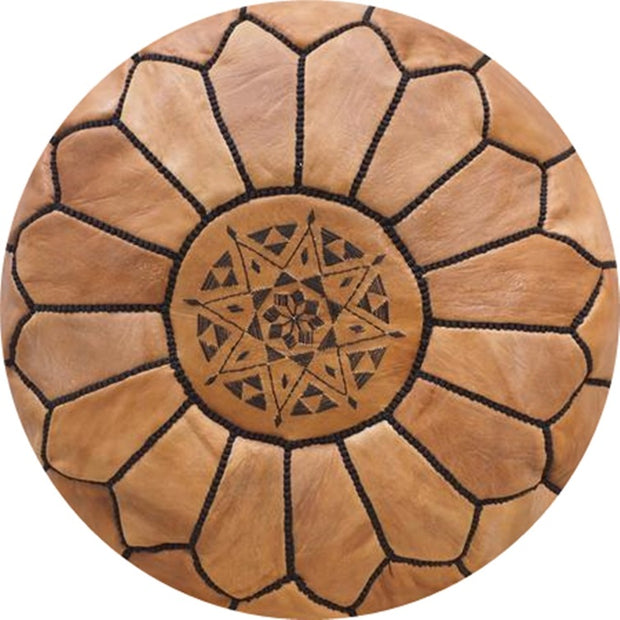 OCHRE LEATHER POUF