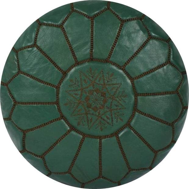 GREEN  LEATHER POUF