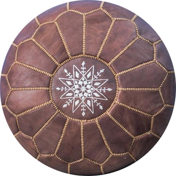 COCOA-BROWN LEATHER POUF