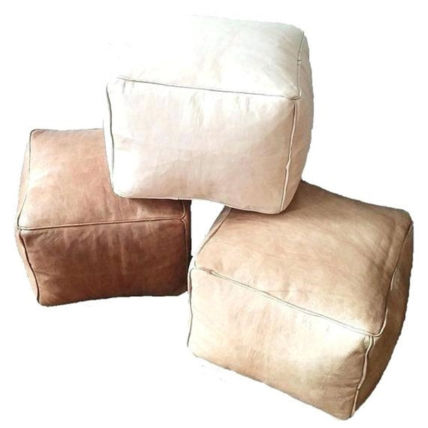 Square Leather Poufs