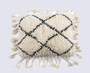 Large Beni Ourain White Cushion Cover - 100% Wool Moroccan Pillow