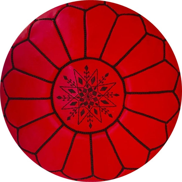 CRIMSON  LEATHER POUF