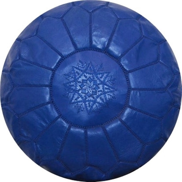 BLUE  LEATHER POUF