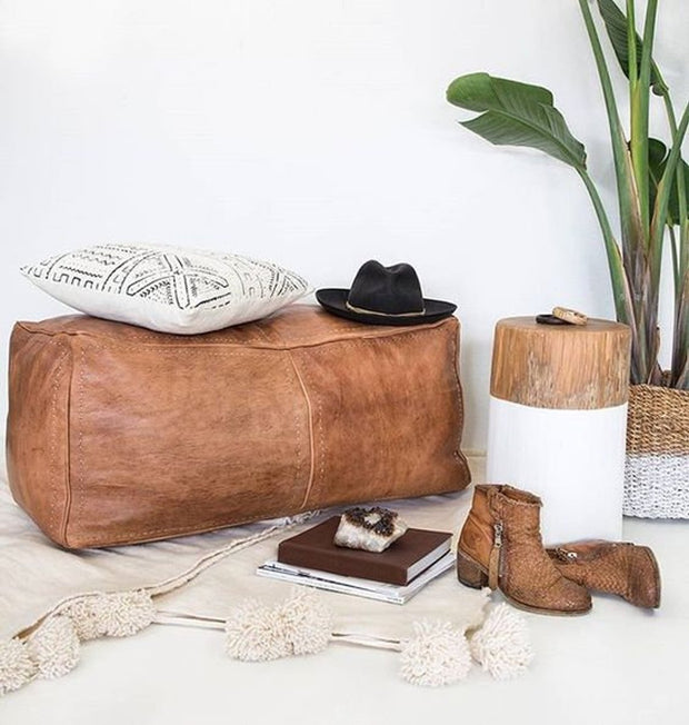 Rectangular Leather Poufs