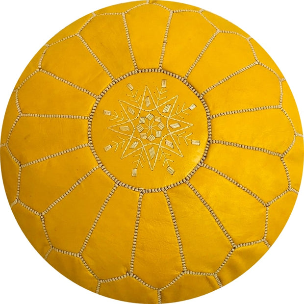 Mustard  LEATHER POUF